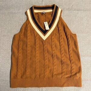 Talbots Tan Cable Knit V-Neck Sweater Vest